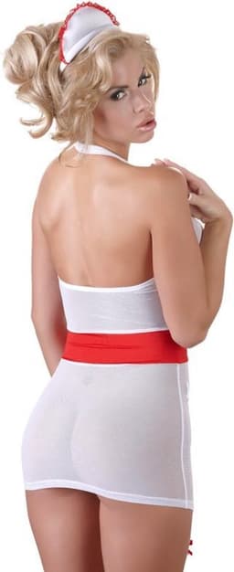 Cottelli Collection – Sexy Zuster Outfit met Realistische Kenmerken Inclusief Hoofdband en Verstelbare Bandjes – Maat XL – Wit — thumbnail 3