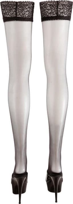 Cottelli Collection – Net Kousen Stay Up Variant met Siliconen Sluiting Anti Slip – Maat S – Zwart — thumbnail 4