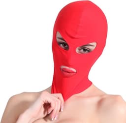 Banoch - Mask/3 hole Red - Spandex Masker - BDSM - Rood — thumbnail 3