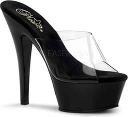 Pleaser - KISS-201 Muiltjes - Paaldans schoenen - 35 Shoes - Zwart/Transparant — thumbnail 1