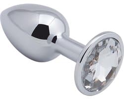 Banoch - Buttplug Aurora Clear Small - Metalen buttplug - Diamant steen - Wit