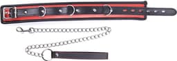 Banoch - Collar & leash Silver - Halsband en Riem - Zwart / Rood met zilver — thumbnail 3