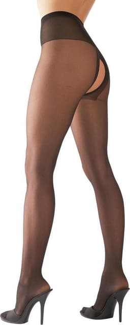 Cottelli Collection – Open kruis panty met versterkte taille band – Maat XL – Zwart — thumbnail 5