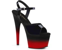 Pleaser - ADORE-709BR-H Sandaal met enkelband, Paaldans schoenen - 40 Shoes - Zwart/Rood