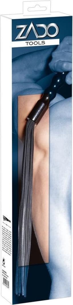 ZADO – 56 cm Lederen Flogger Zweep met Golvend Handvat voor Anaal of Vaginaal Insertie – Zwart — thumbnail 4