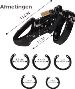 Intenz® Kuisheidskooi - Zwart - Chastity Cage - Groot - Peniskooi - Sex Toys voor Koppels - Inclusief Slotje — thumbnail 3