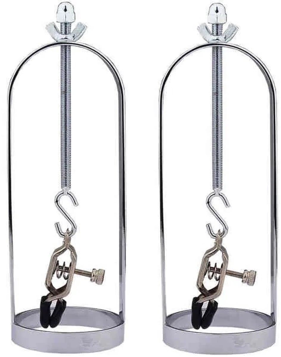 Nooitmeersaai - Tepelstretchers kooi met tepelklem - Metaal - Zilver - 285 gram — afbeelding 1