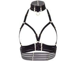 Kinky Diva Harnassen - Open Cup Bra Plus O-Ring Collar