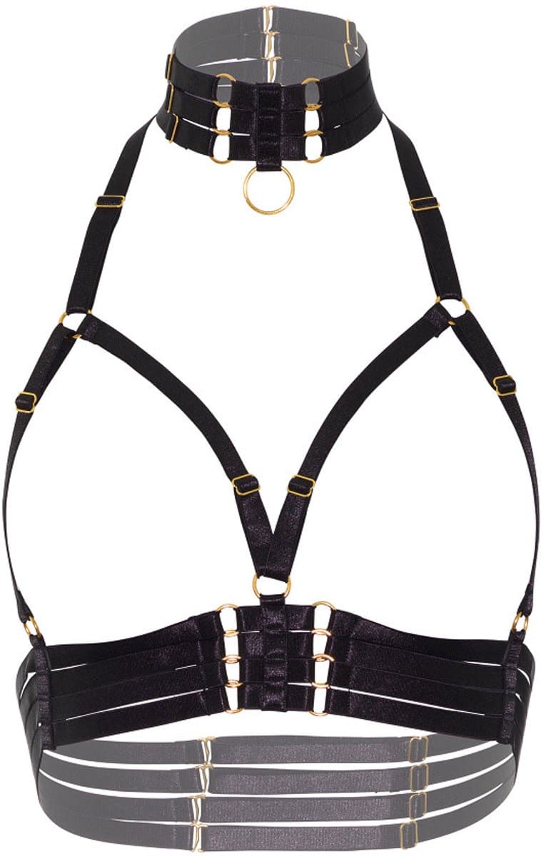 Kinky Diva Harnassen - Open Cup Bra Plus O-Ring Collar — afbeelding 1
