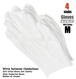 Katoenen handschoenen wit medium 4stuks – 2paar Beschermende Handschoenen - Medium - Gezondheidszorg - Ziekenhuis - Beauty Center, Kapper en Salon Spa Tattoo – Jewelry - eczeem / allergie / handcreme - juweliers / munt handschoen — thumbnail 1