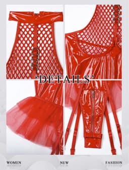 Sexy Lingerie Body – Erotisch jurkje – Rollenspel – Lak & Netstof – Latex & Datex – Kinky Mesh Bustier met Tule Rokje – Verleidelijk Fetish – Erotische Lingerie – BDSM – Lingerieset Dames – Sexy Lingerie – Festivallook – Bitch – Maat S, M, L, XL — thumbnail 5