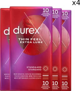 Durex Condooms Thin Feel - Extra Lube - 4x 10 stuks — thumbnail 1