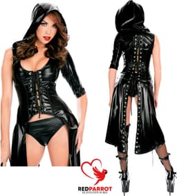 Lederen BDSM bondage jurk - Latex wetlook kleding - SM Meesteres - Rollenspel - Leer — thumbnail 1