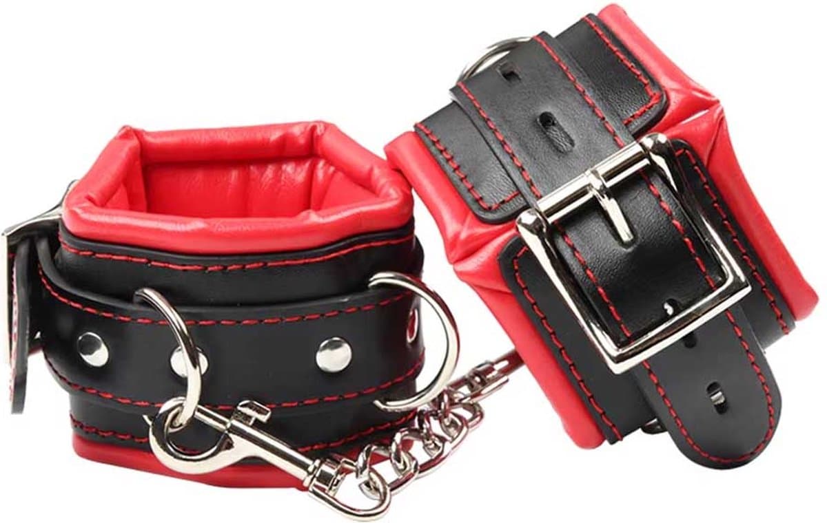Premium lederen handboeien - BDSM Bondage - Gespsluiting - Ketting tussenstuk - Zeer goede kwaliteit - One size — afbeelding 1