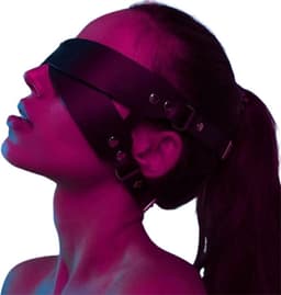 Verstelbare lederen BDSM blinddoek - Oog masker - Zeer luxe uitvoering - Gespsluiting - SM - Leer - Hoge kwaliteit - One size — thumbnail 5