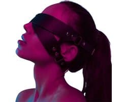 Verstelbare lederen BDSM blinddoek - Deluxe - Gespsluiting