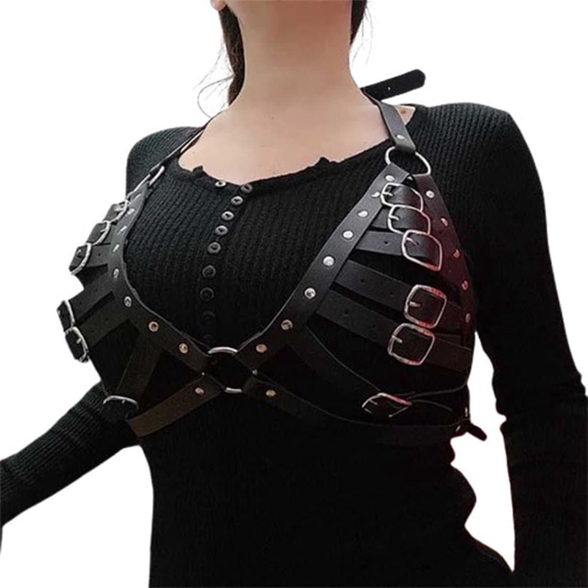 Erotische lederen BH riemen en gespen - Harnas - BDSM - Bondage - Verstelbaar - Festival - Borsten — afbeelding 1