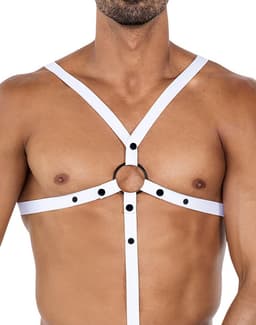 Cut4Men - C-Ring Gekruist Harnas - Tuigje - Wit — thumbnail 6