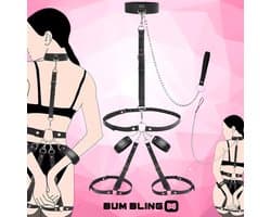 BUM BLING® - 5-Delig BDSM Harnas Vrouw - PU Leer - BDSM Toys - Zwart - Met Handboeien en Ketting