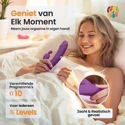 PureVibe® Magic Pulsing Rabbit – Stotende Rabbit Vibrator voor Vrouwen – Clitoris & G-Spot Stimulator – Dildo - 10 Stoot- & 10 Vibratiestanden – Sex Toys voor Koppels – Paars — thumbnail 5