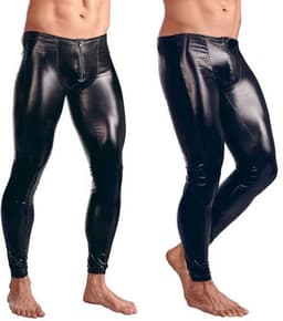 Strakke latex wetlook broek mannen - PU Leder - Club kleding - Erotische broek - Faux leer - Lange pijpen — thumbnail 4
