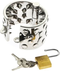 Prolink Novelties® - Metalen cockring - 36 pinnen van 6 mm - hangslot - zonder tanden Ø5,0 cm -  met tanden Ø3,0 cm — thumbnail 2
