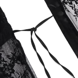 Zeloria Kanten Kimono Set met String – Transparante Sexy Nachtmode – Zwart – XS/S — thumbnail 4