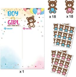 Gender Reveal Spel - Baby Voorspelling - Feest Activiteit - Interactief Stemspel - 1 Poster 36 Stickers - Wit — thumbnail 4