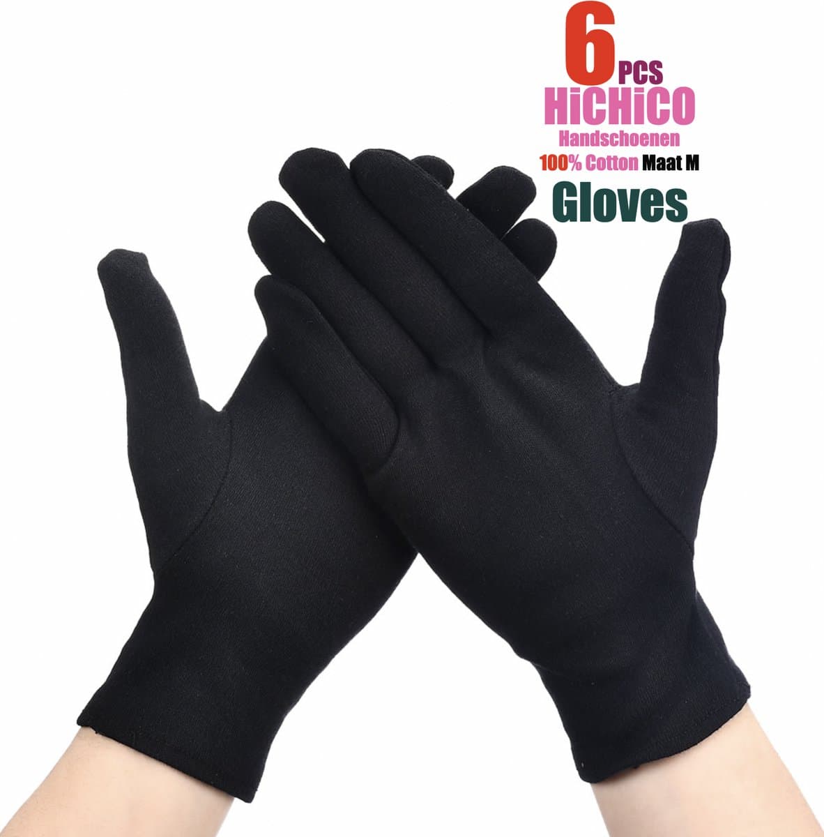 Katoenen Handschoen - Handschoenen - Gezondheidszorg - Ziekenhuis - Beauty Center, Kapper en Salon Spa Tattoo - Jewelry - Gloves Cotton - Jewelry Glove - ZWART Maat M/L 6Stuks/3Pairs      M/L    ………..    SQGTR — afbeelding 1