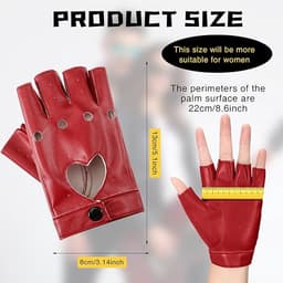 Punk Half Finger Handschoenen voor Dames van PU Leer - Vingerloze, Hollowed Design, Ideaal voor Performance en Stijl (Rood) — thumbnail 4