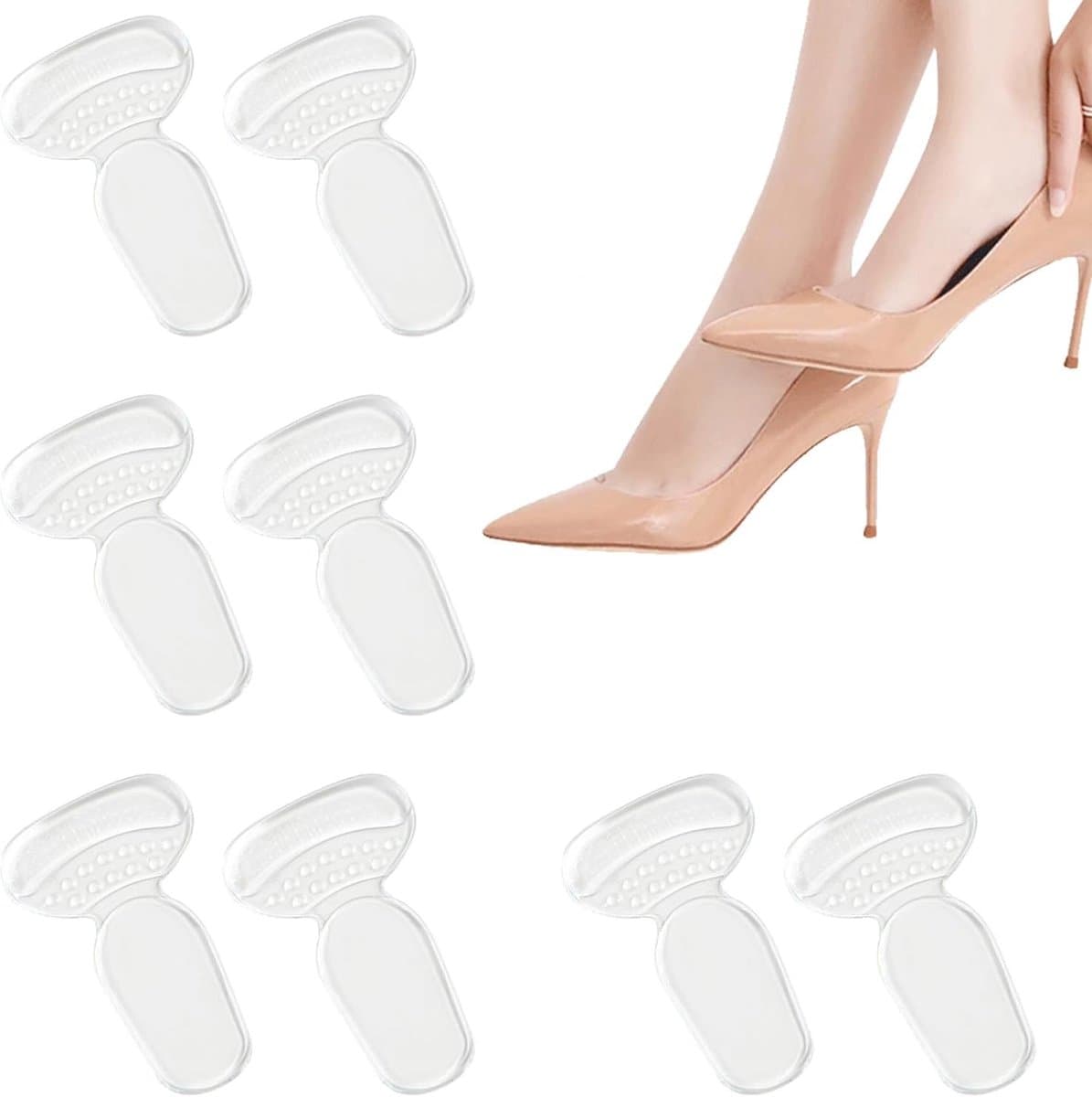 8 Pack hoge hak siliconen inzetstukken - gel schoen inserts voeringen pads - zachte siliconen hoge hak schoenen pads voor te grote damesschoenen en hoge hakken Flats — afbeelding 1