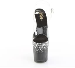 Pleaser - FLAMINGO808SPKL02 Sandaal met enkelband, Paaldans schoenen - US 7 - 37 Shoes - Zwart/Transparant — thumbnail 4