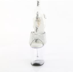 Pleaser - FLAMINGO808PREMRSN Sandaal met enkelband, Paaldans schoenen - US 7 - 37 Shoes - Transparant/Zilverkleurig — thumbnail 2