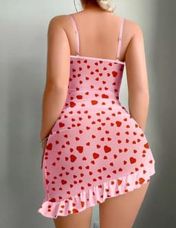 Luxe Dames Lingerie Set – Kanten Corset Top met Hartjes Rokje – Romantische Nachtmode – Roze — thumbnail 2