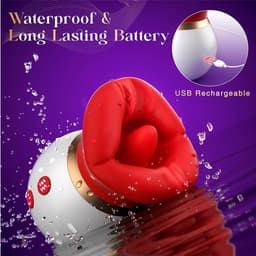 STHER – 3 in 1 Clitoris Stimulator met Tongbeweging – Incl 250ml Waterbasis - Vibrators voor vrouwen & Sex Toy – 10 Standen – Oplaadbaar & Waterproof – Rood — thumbnail 5