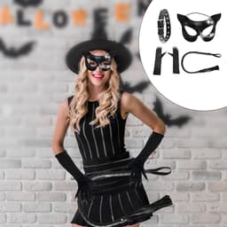 4-Piece Cat Cosplay Set, Cat Costume for Women and Children, Animal Costume Set Halloween, Carnival, Cos Play Party, Cos Play Cat Accessories, Carnival Cats Cos Play Accessories (Black) — thumbnail 3