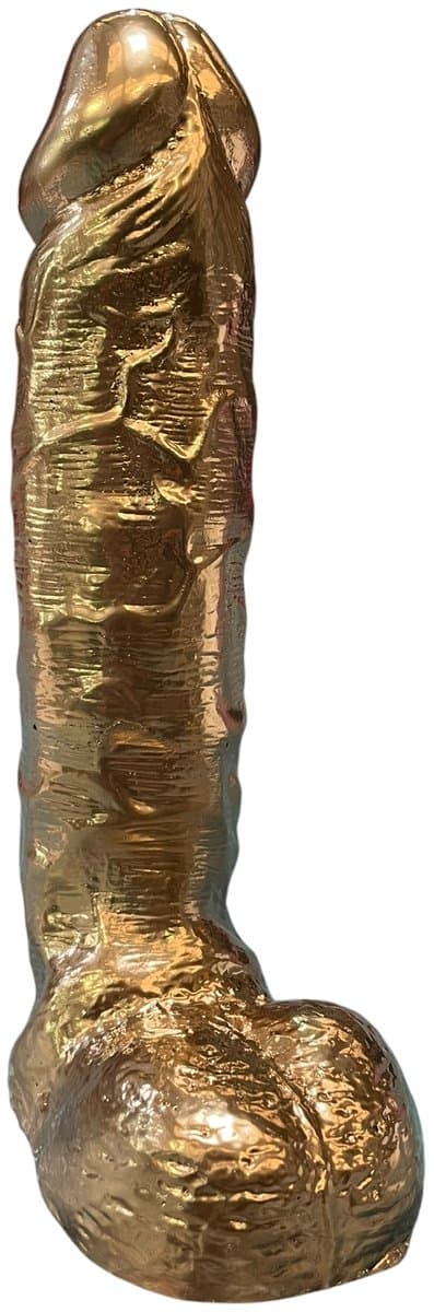 Handbeschilderde Piemelkunst van Keramiek Gips – Uniek Kunstobject – 18,5 cm – Cadeau & Decoratie - glanzend goud — afbeelding 1