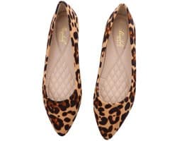 Dailygoody - Schoenen met luipaardpatroon - Avondschoenen voor dames - Elegante hakken - Bruin - Vrijetijdsschoenen - Ideaal voor werk en feesten