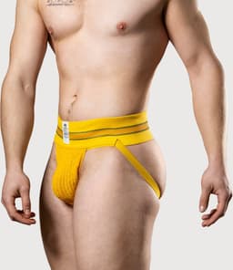 MM Sports The Original No. 10 Swimmer/Jogger Jockstrap 3 inch Yellow - MAAT XL - Heren Ondergoed - Jockstrap voor Man - Mannen Jock — thumbnail 9