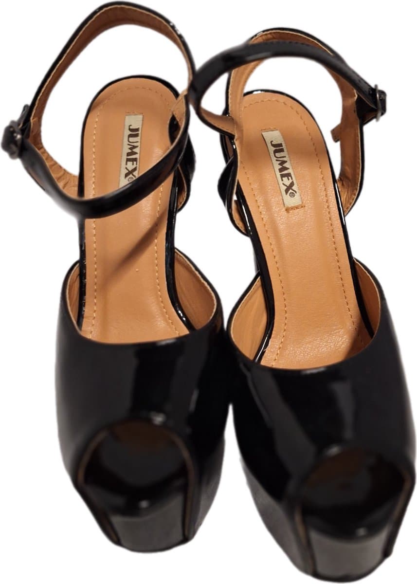 JUMEX-EROTISCHE PUMP -BLACK LAKLEER- HAK 16 CM-ZOOL 6CM-SIZE40 — afbeelding 1