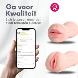 Rosebay - 2-1 Mond & Pussy Masturbator - Masturbator voor Man - Pocket Pussy - Sex Toys voor Mannen - Wit - Met Opbergzakje — thumbnail 8