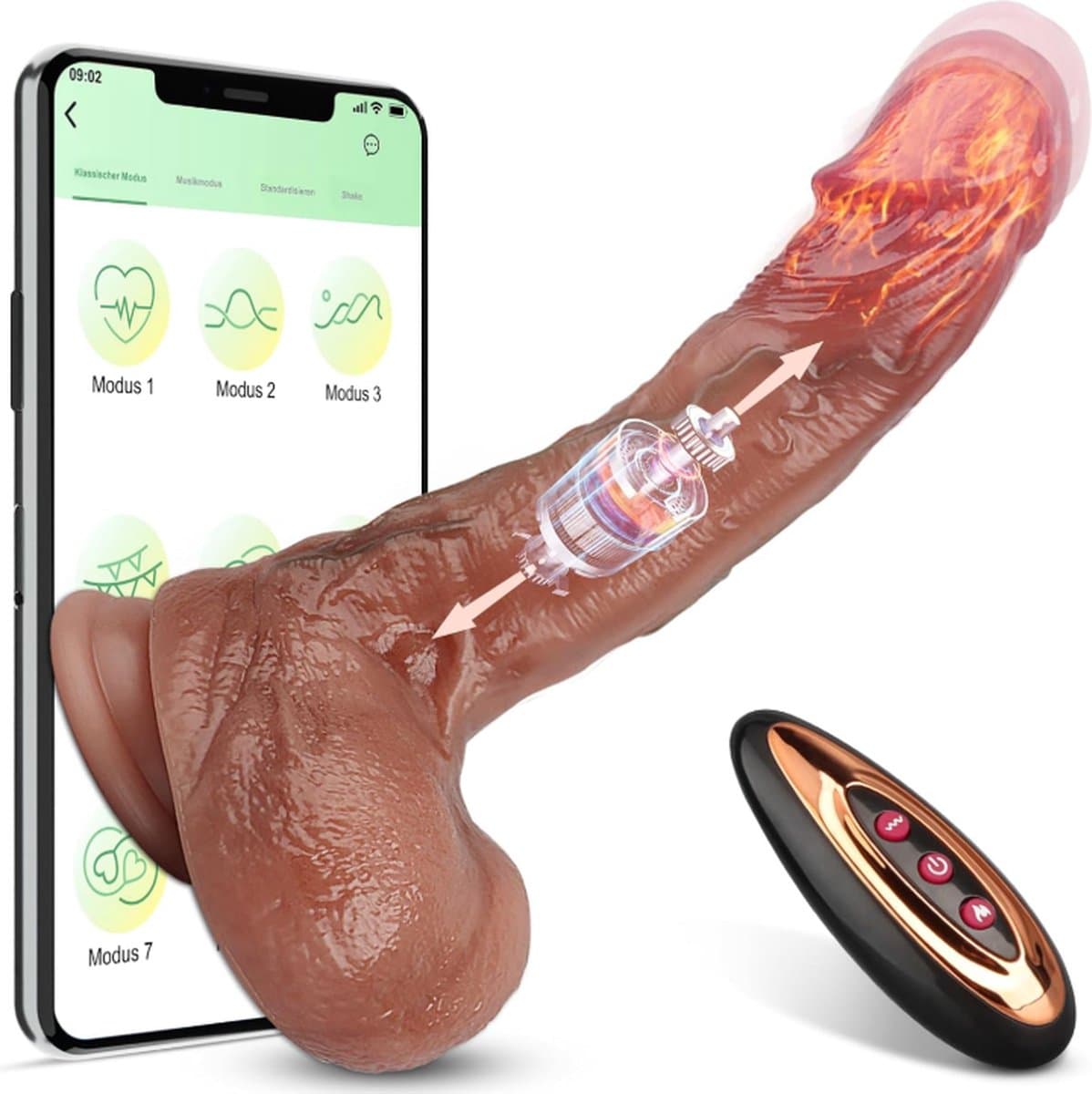 Stuwende Realistische Dildo - Verwarmende Dildo's voor Clitoraal G-spot Anaal - Seksspeeltjes couples Mannen & Vrouwen - Afstandsbediening Vibrator Speelgoed met 9 Stuwende & Vibrerende Modus Sex Toys for Vrouwen Sex Speeltjes — afbeelding 1