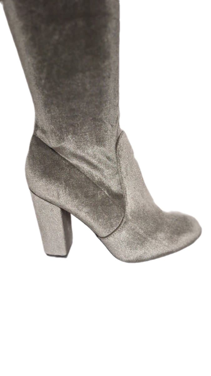 SERGIO TODZI-HOGE OVER THE KNEE LAARS-GREY-SOFTVELVET-HAK 10CM-37 — afbeelding 1