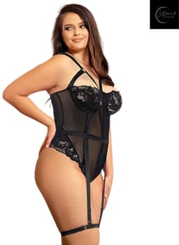 Plus Size – Sexy Lingerie Body – Luxe Lingerie – Classy – Kant – Erotische Lingerie – Bodysuit – Strapless – Jarretelset – Lingerieset – Kinky – Erotische Body – Shapewear Corset – Strappy Harnas – Top – Dare to Undress Maat S, M, L, XL, XXL, 3XL/4XL — thumbnail 11