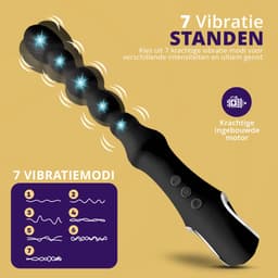 TipsToys® Prostaat Vibrator - Prostaat Stimulator met Anal Beads - 7 Vibrerende Standen - 2.7⌀ Anale Buttplug Massager - Prostate Sex Toys voor Mannen, Vrouwen en Koppels - Waterdicht, Vibrerend & Oplaadbaar - Siliconen - Zwart — thumbnail 3