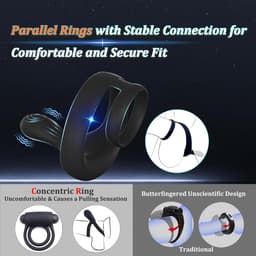 Daity Vibrerende Cockring met Perineum Stimulator – 2 Motoren, 9 Vibratiestanden – Siliconen Penisring met Afstandsbediening – Voor Mannen & Koppels – Zwart — thumbnail 4
