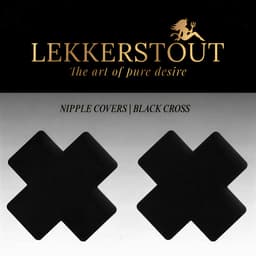 LekkerStout Zwarte Visnet Bodystocking Halter met Open Kruis + Tepelcovers | S-L | LS281 — thumbnail 5