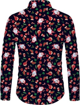 Heren Kerstshirt Lange Mouw met 3D Print Grappig Slim Fit — thumbnail 2