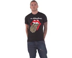 Officieel Rock Band T-Shirt met Luipaardprint Tong - Unisex Zwart