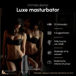 Intimate Desires® London Black - Masturbator voor man - Pocket Pussy - Tril- & Zuigfunctie - Automatische Masturbator - Sex Toys voor mannen - Oplaadbaar — thumbnail 8